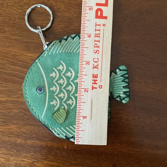 Italian Hand Tooled Leather Fish Shaped Coin Purse & Key Ring 4” by 4” New - Picture 8 of 12